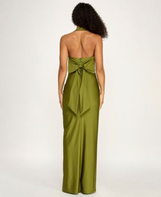 Juniors' Halter Tie Back Long Dress