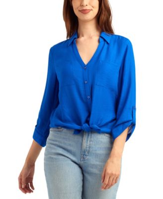 Women's Textured Button-Front Top