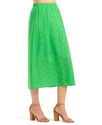 Women's Eyelet Pleated Pull-On Skirt