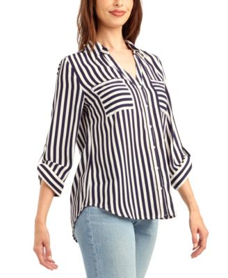 Women's Printed Button-Up Collared Top