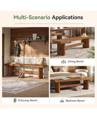 63" Long Solid Wood Entryway Bench