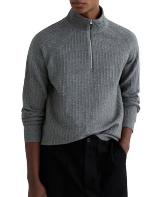Men's Textured-Knit Half-Zip Wool Sweater