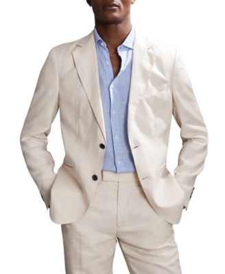 Men's Tailored-Fit Single-Breasted Linen Blazer