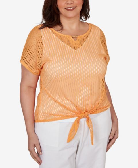 Женский топ HEARTS OF PALM Plus Size Solid Textured Knit, цвет: Оранжевый
