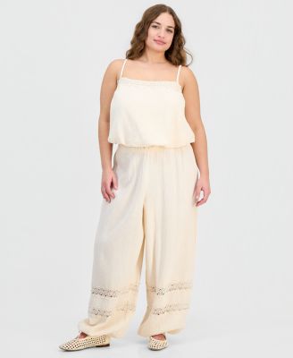 Trendy Plus Size Cotton Gauze Balloon Pants