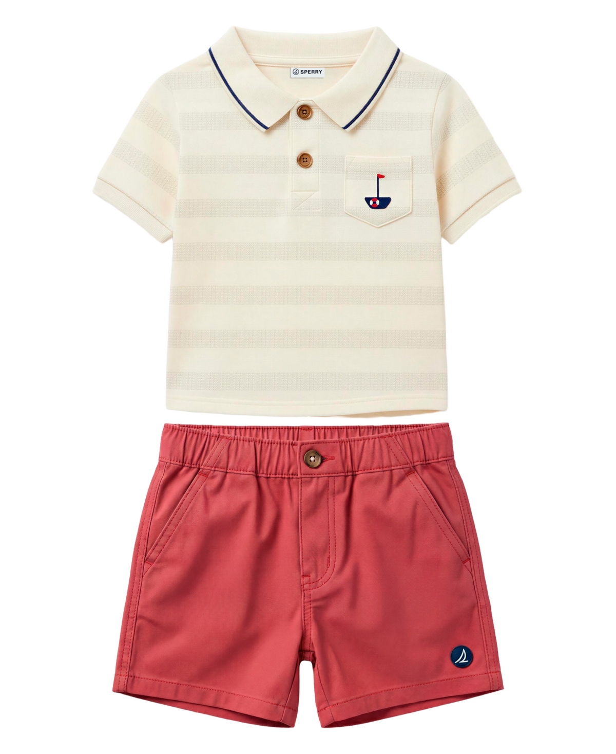 Sperry Baby Boys' Short-Sleeve Polo Shirt and Pull-On Shorts, 2-Piece Set