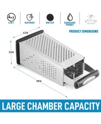 4-Sided Cheese Grater - Easy Grip Handle & Anti-Skid Base Stainless Steel Grater