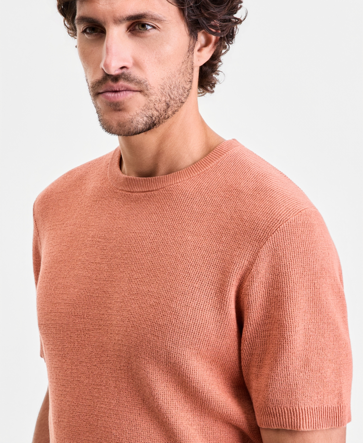 Alfani Men's Short-Sleeve Linen-Blend Crewneck Sweater, Macy's Exclusive