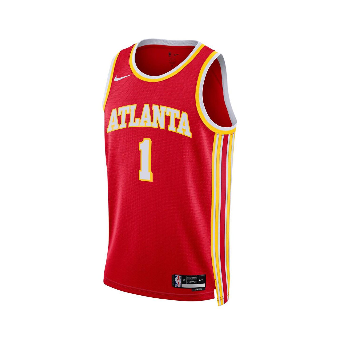 Топ Nike Jalen Johnson Red Atlanta Hawks Swingman Icon Edition Jersey — фото 2