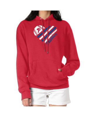 Women's Red Philadelphia Phillies Heart Fleece Pullover Hoodie