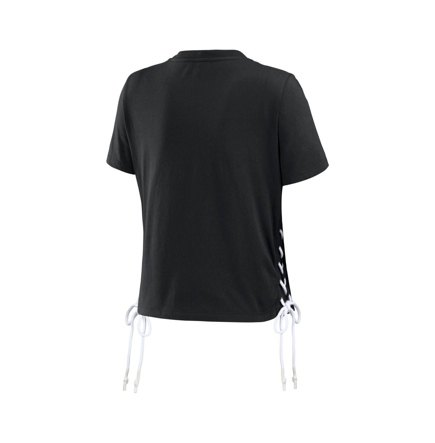Женская футболка WEAR by Erin Andrews Black San Francisco Giants Side Lace-Up Cropped — фото 3