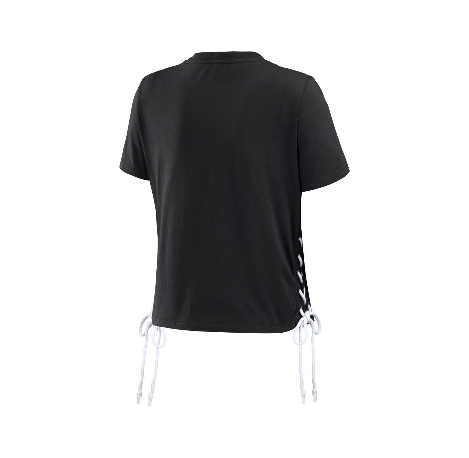 Women's Black San Francisco Giants Side Lace-Up Cropped T-Shirt