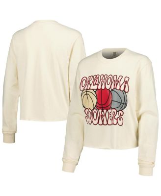 Women's Natural Oklahoma Sooners Comfort Colors Basketball Cropped Long Sleeve T-Shirt