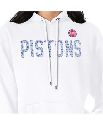 Women's White Detroit Pistons Dot Print Pullover Hoodie