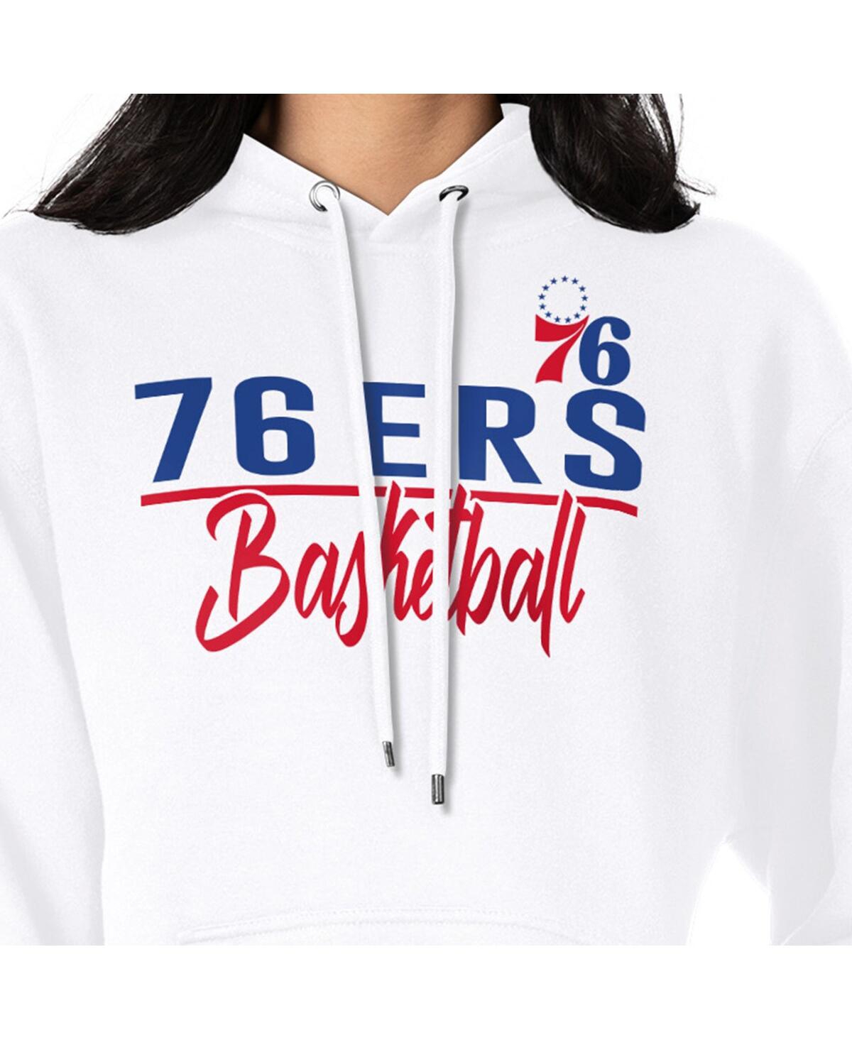 G-iii 4Her By Carl Banks Women's White Philadelphia 76ers Graphics Fleece Pullover Hoodie
