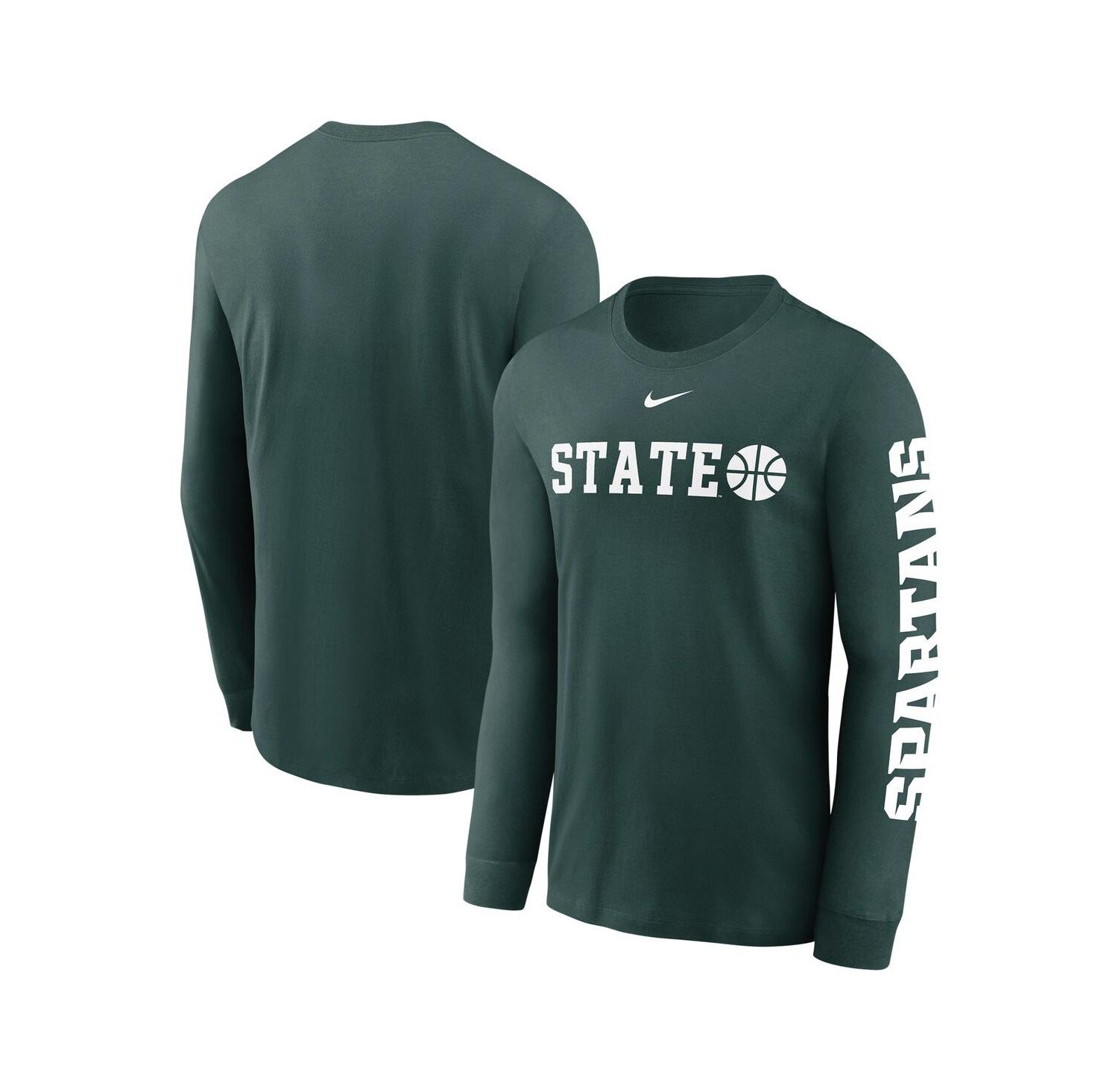 Men's Green Michigan State Spartans Basketball Icon Two-Hit Long Sleeve T-Shirt