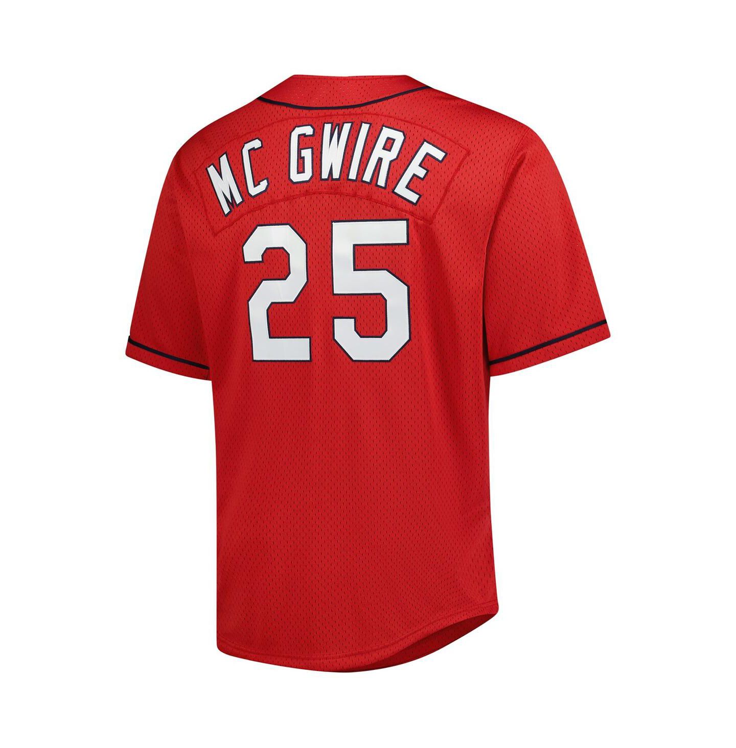 Мужской топ Mitchell & Ness Mark McGwire Red St. Louis Cardinals Big & Tall Cooperstown Mesh Batting Practice Jersey — фото 3