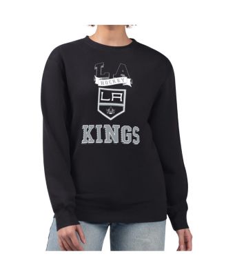 Women's Black Los Angeles Kings Team Logo Tri-Blend Fleece Pullover Sweatshirt