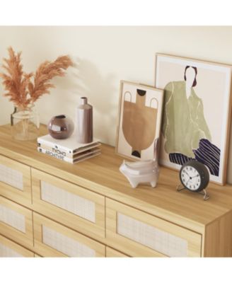 9-Drawer Rattan Bedroom Dresser, Modern Chest with Deep Drawers