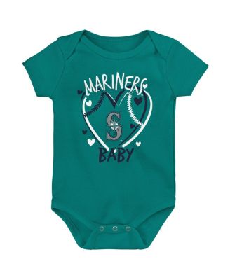 Baby Boys and Girls Three-Pack Seattle Mariners Slide Home Bodysuit Set