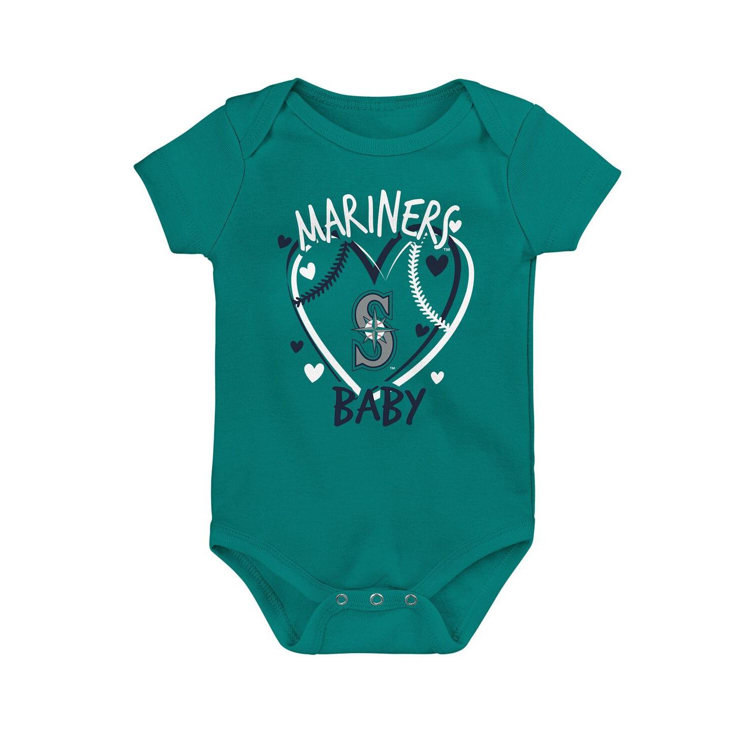 Baby Boys and Girls Three-Pack Seattle Mariners Slide Home Bodysuit Set