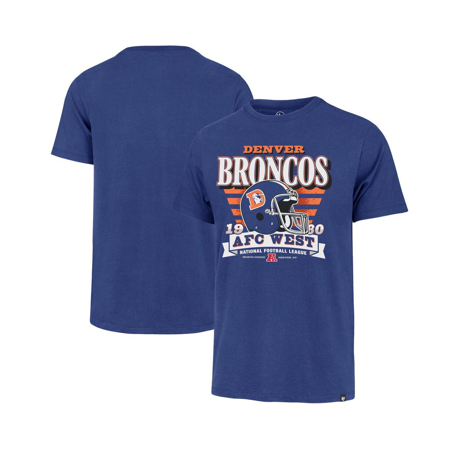 Men's Royal Denver Broncos Stripe Splash Franklin Throwback T-Shirt