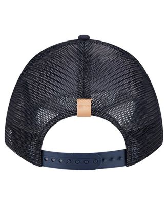 Men's Stone/Navy Atlanta Braves Text A-Frame Trucker 9FORTY Hat