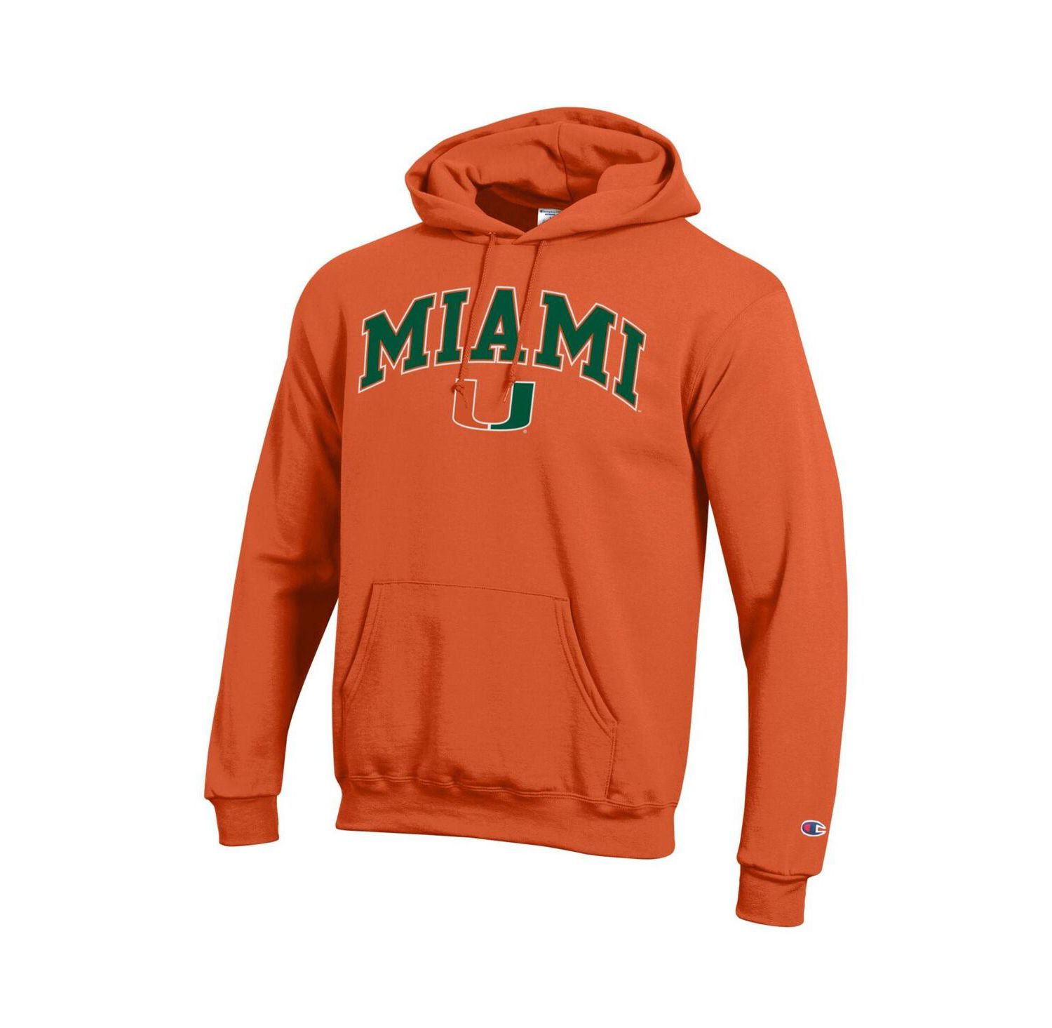 Men's Champion Orange Miami Hurricanes Arch Over Logo Pullover Hoodie