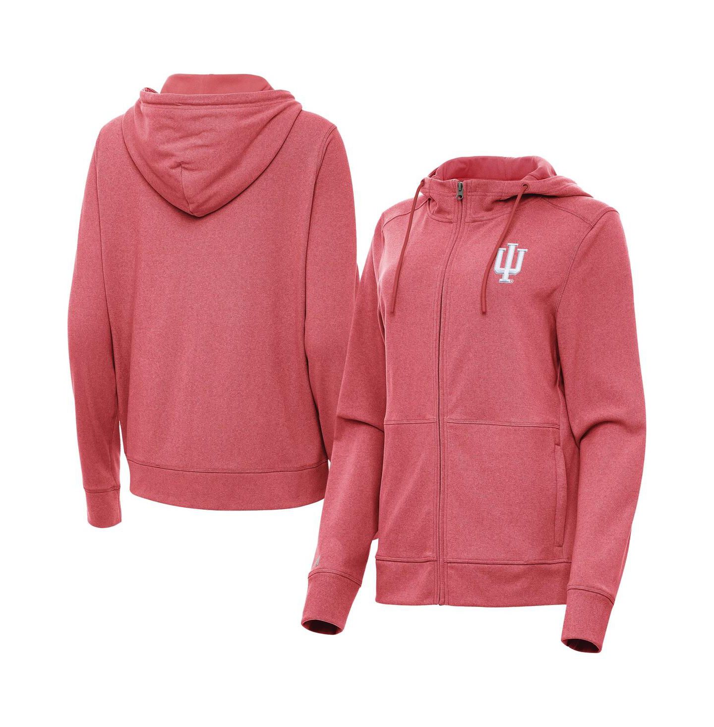 Женская куртка Antigua Heather Crimson Indiana Hoosiers Seeker Full-Zip Hoodie Jacket — фото 1