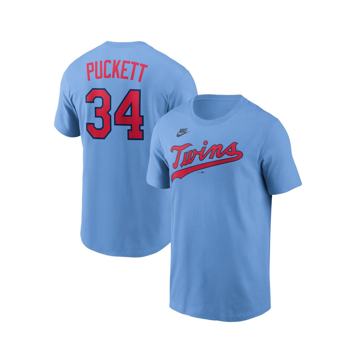 Мужская футболка Nike Kirby Puckett Light Blue Minnesota Twins Cooperstown Collection Name & Number — фото 1