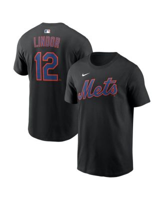 Men's Francisco Lindor Black New York Mets Home Name & Number T-Shirt
