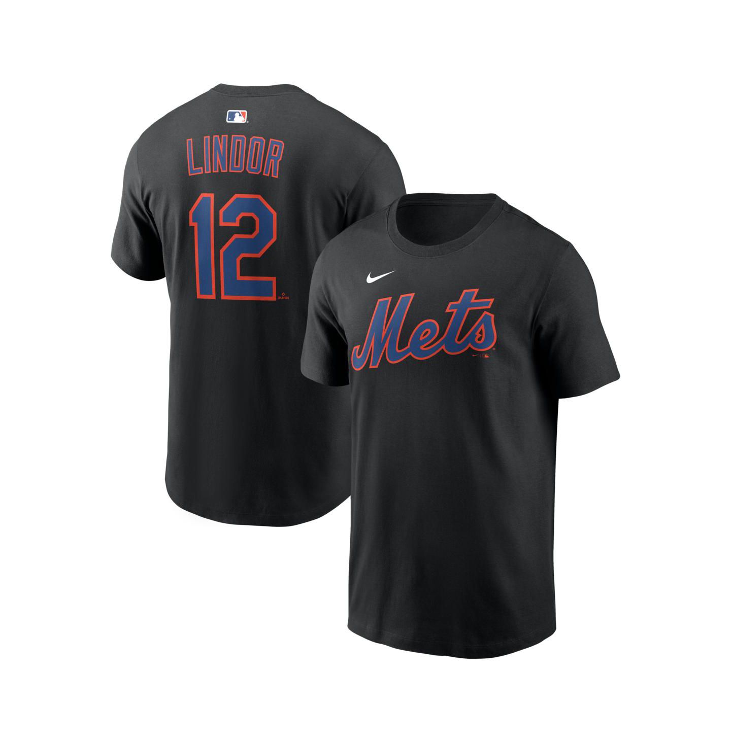 Мужская футболка Nike Francisco Lindor Black New York Mets Home Name & Number — фото 1