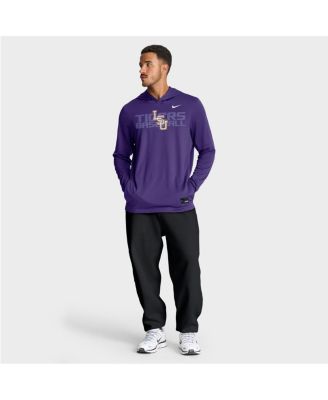 Men's Purple LSU Tigers Dugout Dri-FIT Long Sleeve Hooded T-Shirt