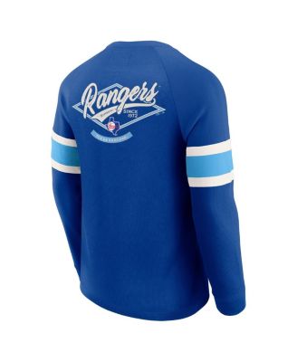 Darius Rucker Collection By Men's Royal Texas Rangers Waffle-Knit Raglan Long Sleeve Henley T-Shirt