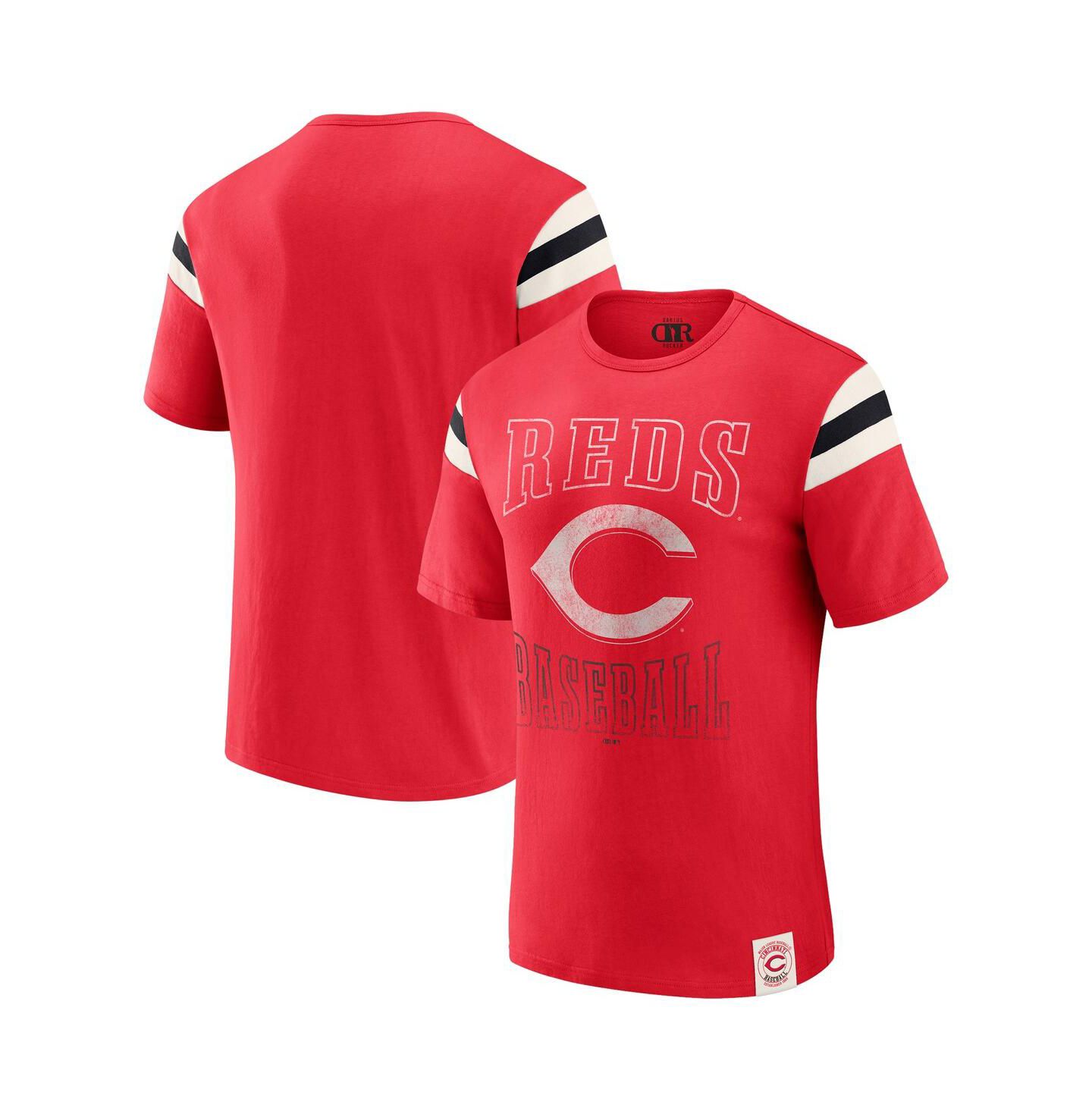 Мужская футболка Fanatics Darius Rucker Collection By Red Cincinnati Reds Distressed Sleeve Stripe — фото 1