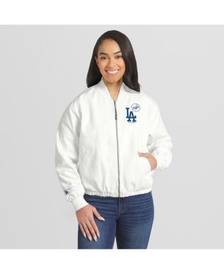Women's White Los Angeles Dodgers Full-Zip Bomber Jacket