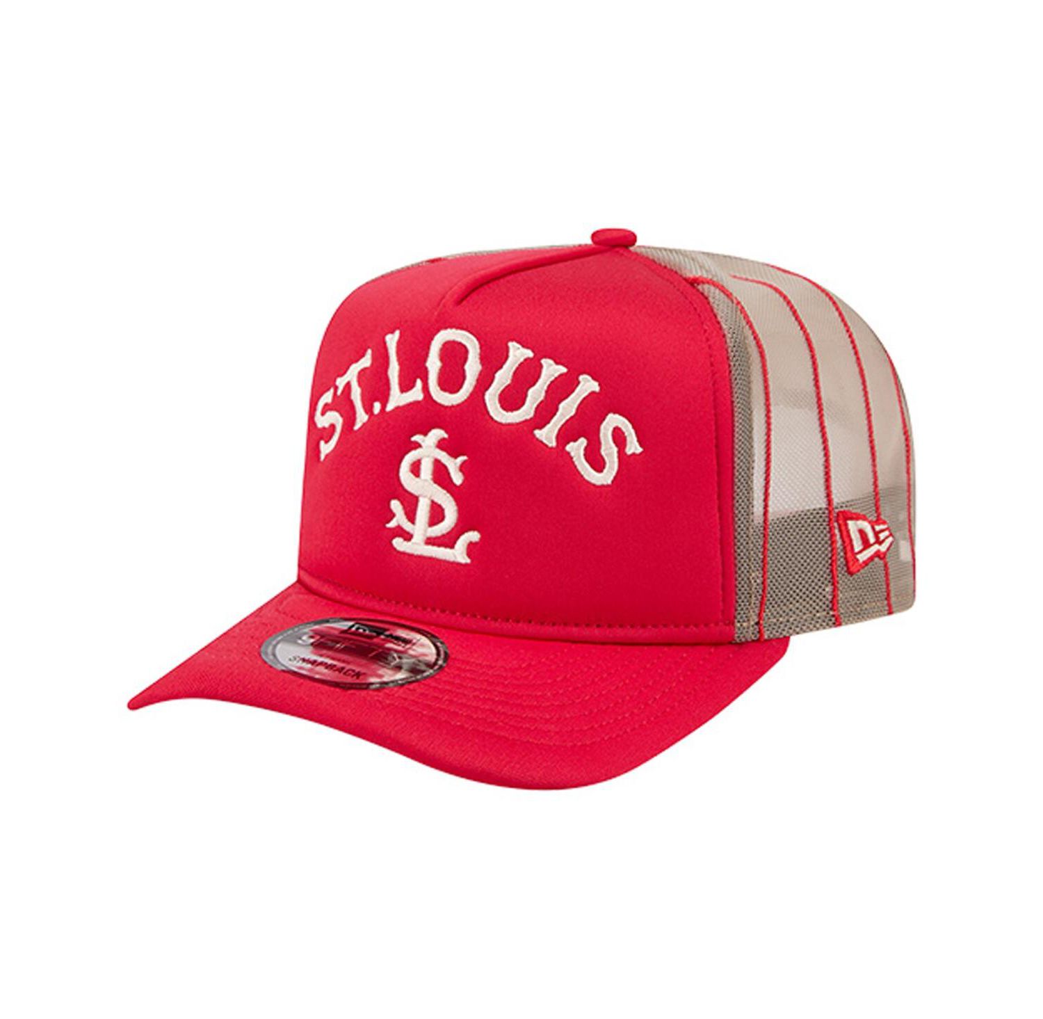 Men's Red St. Louis Cardinals Vintage Arched Foam Front 9FIFTY A-Frame Adjustable Trucker Hat