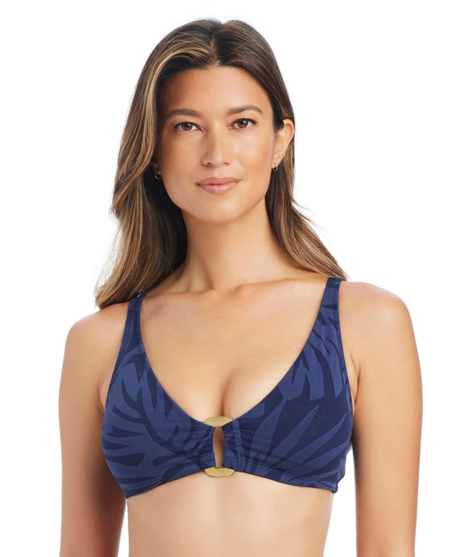 Women's Over-The-Shoulder Textured Swim Bikini Top