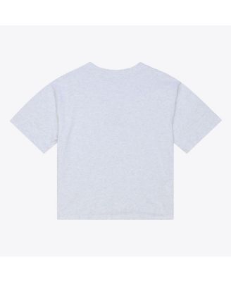 Women's Heather Gray New York Yankees Script Cropped Boxy T-Shirt