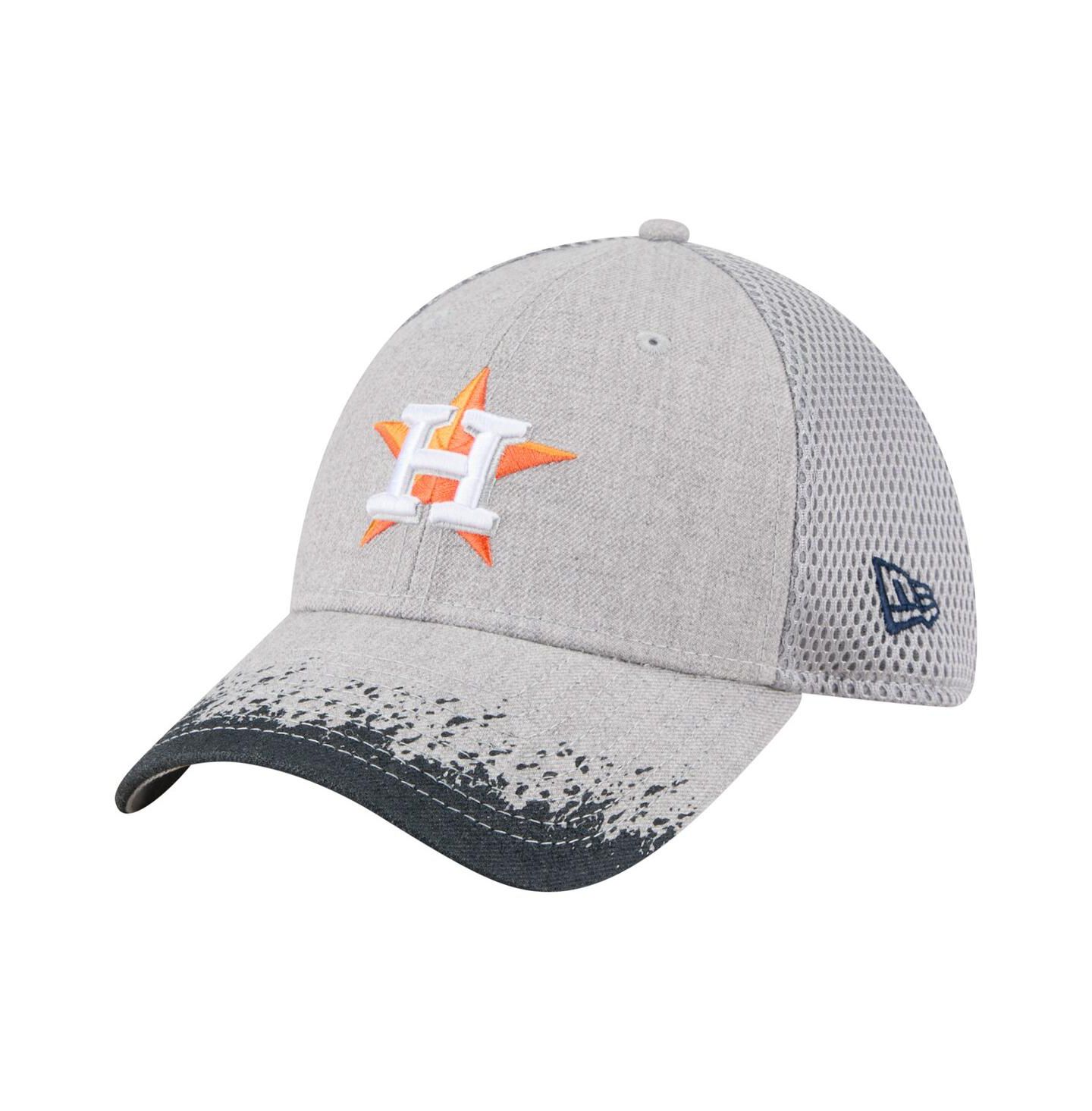 Мужские козырьки New Era Gray Houston Astros Paint Splatter 39THIRTY Flex Hat — фото 1