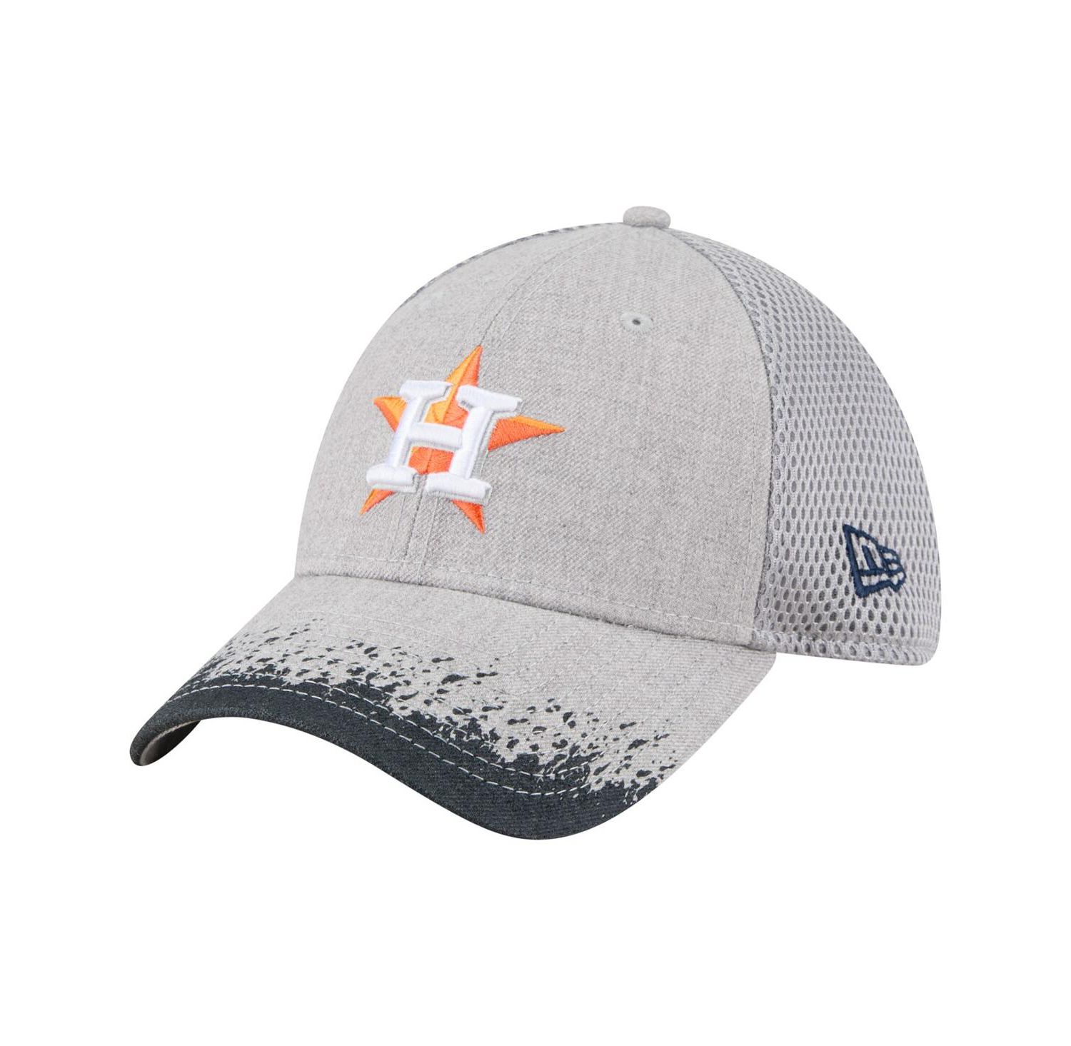 Men's Gray Houston Astros Visor Paint Splatter 39THIRTY Flex Hat