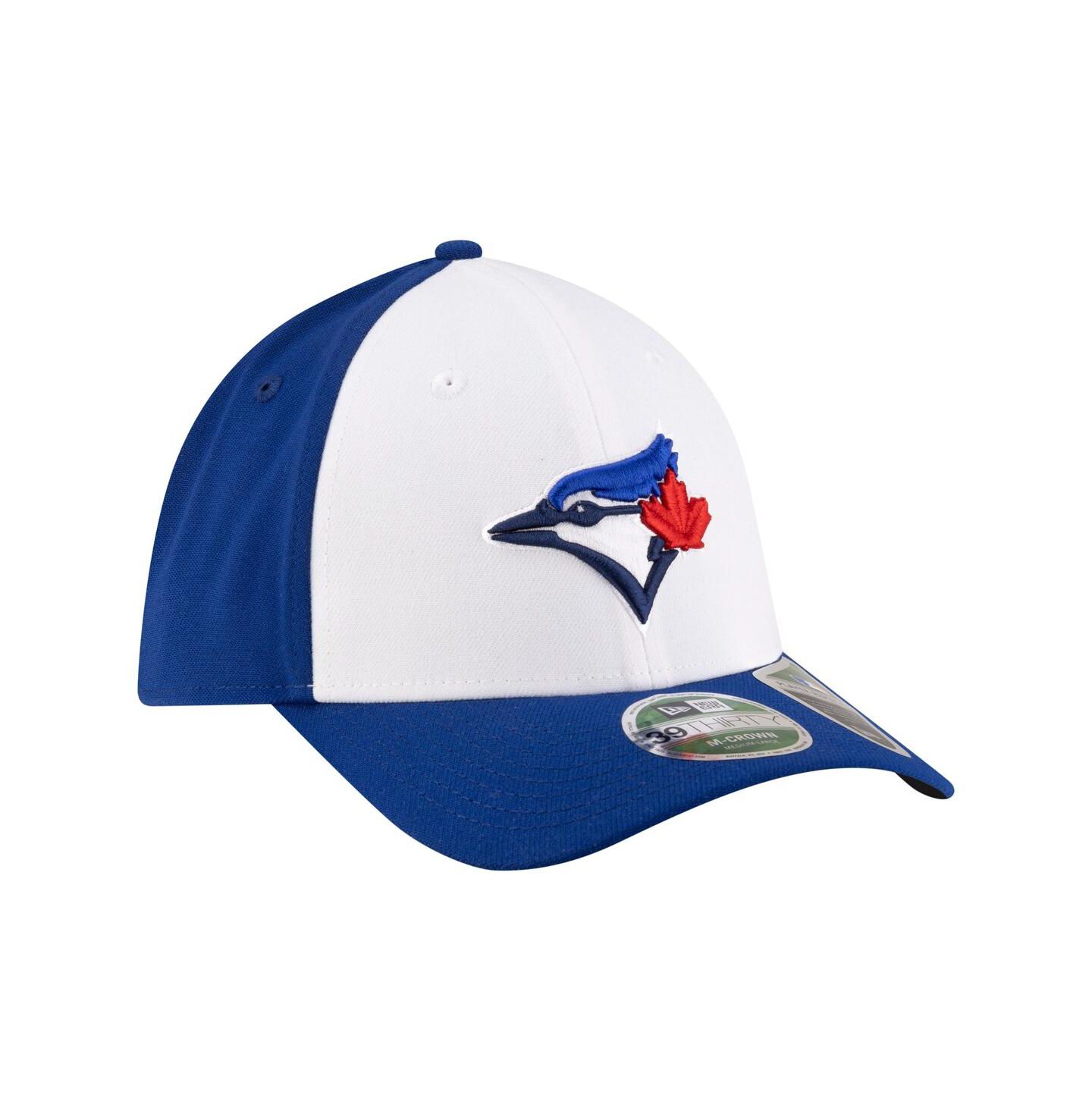 Мужская кепка New Era White/Royal Toronto Blue Jays Player Replica 39THIRTY M-Crown Flex Hat — фото 3