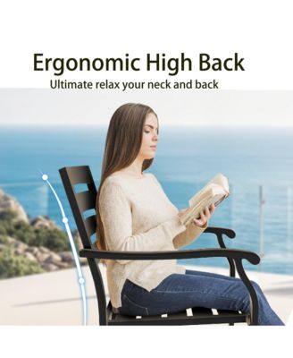 2-Piece Outdoor Dining Chair Set, Heavy-Duty Iron Frame with E-Coating, All-Weather Patio Chairs, Sandstone