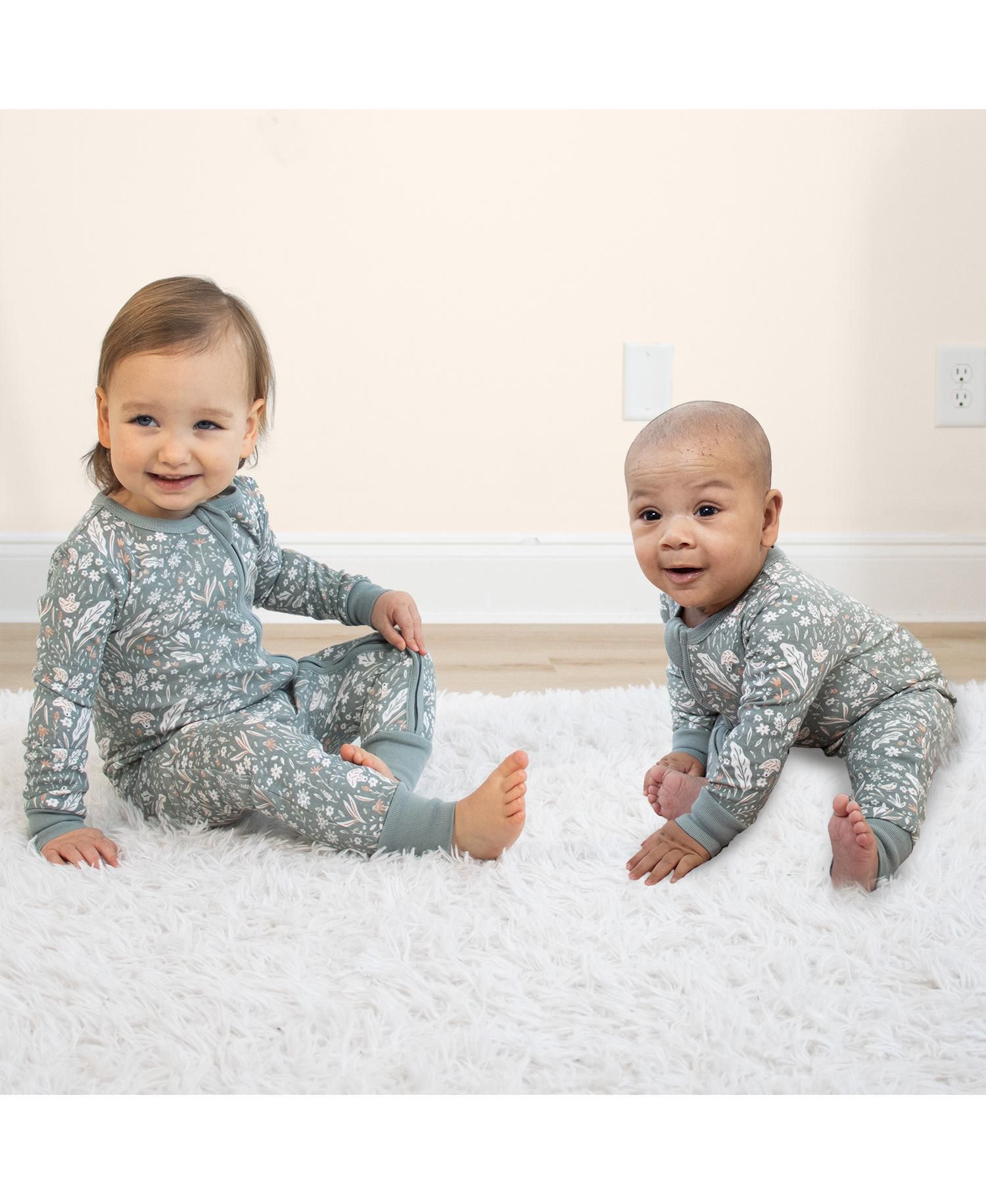 Boho Meadow Cotton Footless Pajamas for Girls, 2 Pack