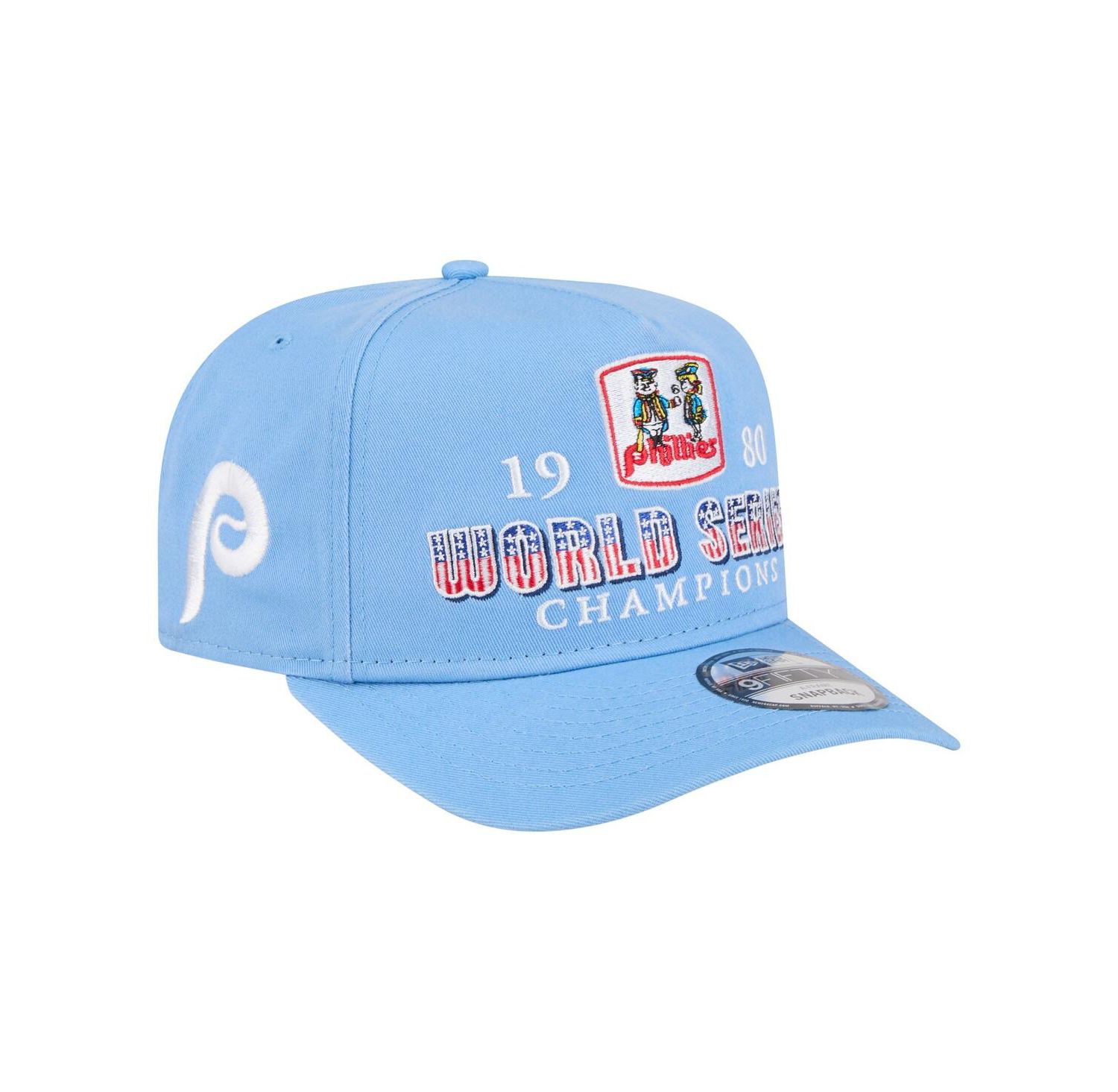 Men's Light Blue Philadelphia Phillies 1980 World Series Champions Throwback 9FIFTY A-Frame Snapback Hat
