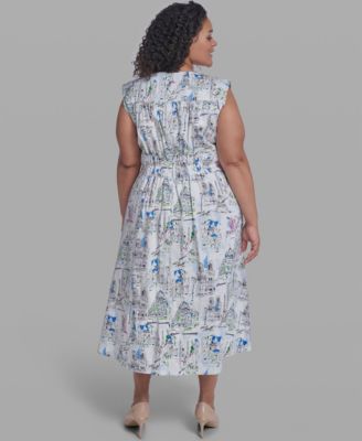 Plus Size Sleeveless V-Neck Midi Dress