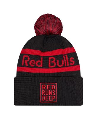 Men's Black New York Red Bulls 2026 Jersey Hook Cuffed with Pom Knit Hat