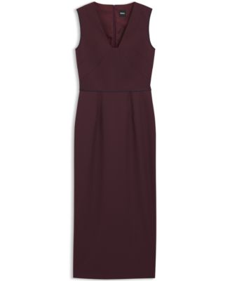 BOSS by Women's Piped Waistband Virgin-Wool Dress