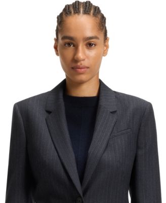 BOSS by Women's Striped Virgin Wool Slim-Fit Blazer
