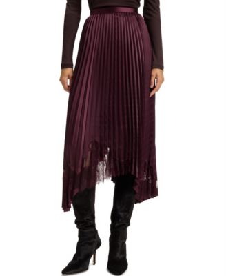 BOSS by Women's Satin Pliss&eacute; Pleats Skirt